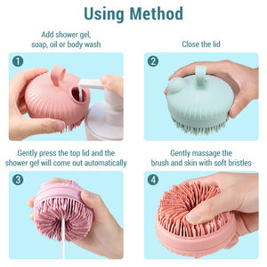 Grosir bebas BPA produsen silikon Remas dapat diisi ulang silikon hewan peliharaan sikat badan mandi kucing anjing sikat mandi dengan sabun Dispenser - Product Image 6