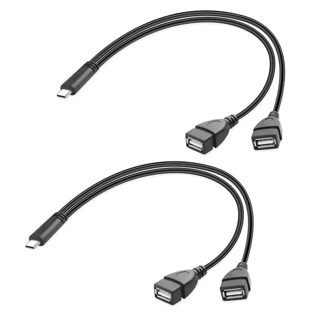 USB Type C Male to Dual 2 USB 2.0 A Female Y Splitter Fast Charging Charger Adapter Cord Cable Car Fan Phone Led Strip