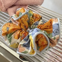 Nouveau tissu floral grands cheveux chouchous douce fille cheveux accessoires grande impression bande de cheveux chouchous
