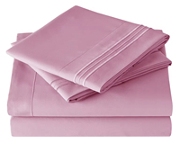 Ensemble de draps de lit de luxe en microfibre 4 pièces en polyester avec bandes de maintien pour hôtels, drap-housse inclus