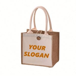 Wholesale <b>Cheap</b> Hot Sale Reusable Jute Tote Custom Logo Printed Grocery Shopping <b>Bag</b> With Handle Eco-Friendly & Durable - Product Image 1