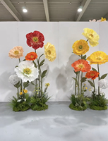 Fleur géante autoportante en papier de soie organza de diamètre personnalisé 2024 pour vitrine et décoration de mariage