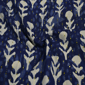 Tissu de coton imprimé par bloc floral de main d'indigo pour des vêtements pour l'exportation - Product Image 1