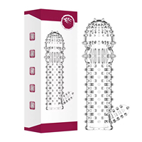 Manchon de pénis en cristal de haute qualité, à picots, pour plaisir prolongé, réutilisable, jouet sexuel pour adultes, stimulation masculine, grande taille