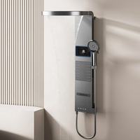 Nouvelle Mitigeuse de Douche Murale en Céramique à Double Poignée, Pommeau de Douche Pluie Gris Anthracite Brossé, Ensemble de Douche Cascade Moderne