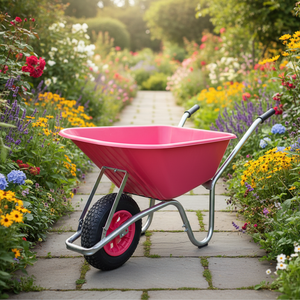 Carretilla de Plástico HDPE de Alta Resistencia de 6 Pies Cúbicos y 100 Litros <span class=keywords><strong>con</strong></span> Rueda Neumática y Marco de Acero Galvanizado para Construcción y Jardinería - Product Image 5