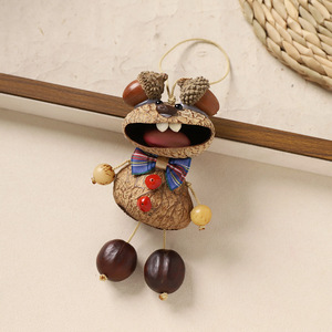 Pendentif de sac en coquille de noix naturelle, fait main, créatif, style carillon éolien, ornement à suspendre pour voiture, bohème vintage, féminin, porte-clés pour sac à dos - Product Image 3
