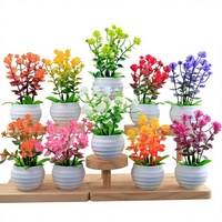 Plantes artificielles miniatures modernes imperméables en gros, petites plantes vertes artificielles durables en pots en plastique pour Thanksgiving et Noël