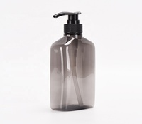 Botol Pompa Lotion Plastik PET Abu-abu Bentuk Pipih Kemasan Kosmetik Kosong 350 ml yang Dapat Disesuaikan