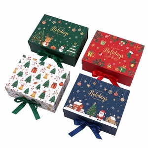 Boîte cadeau magnétique de luxe en ruban, style livre, impression personnalisée, emballage pour cadeaux de Noël, vente en gros directe d'usine - Product Image 1