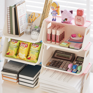 Organizador de oficina, caja de almacenamiento de escritorio multicapa para artículos de papelería y cosméticos, plegable, móvil, tipo rectangular - Product Image 1