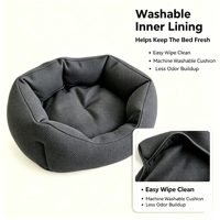 Coussin rond pour chat et chien, confortable, avec rebord, lavable, coussin amovible, base antidérapante, tissu respirant en tricot pour chats et petits chiens