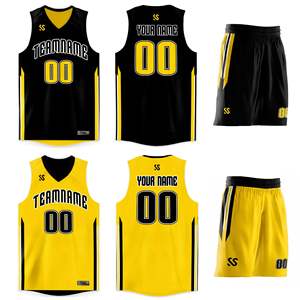 Maillot de basket-ball personnalisé noir et jaune, design double face, vêtements de sport - Product Image 3