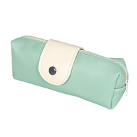 Étui à crayons en cuir PU vert imperméable, adorable, fabriqué en Chine, avec fermeture éclair et boucle, pour filles.