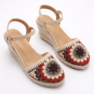 Sandalias de Plataforma <span class=keywords><strong>con</strong></span> <span class=keywords><strong>Cuña</strong></span>, Estilo Espadrille, Cómodas, Ligeras, <span class=keywords><strong>con</strong></span> una Sola Correa, Punta Cuadrada, Correa de Hebilla en el Tobillo, Casuales, para Primavera, Otoño y Verano - Product Image 4