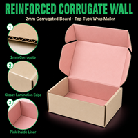 Caja de Envío con Cierre Superior, Cartón Corrugado, Laminación Brillante, Reciclada, Logotipo Personalizado, Forro Rosa, Embalaje para Comercio Electrónico