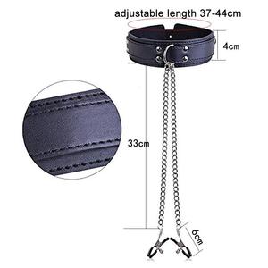 BDSM 속박 쥬게 테스 섹스 가죽 칼라 금속 젖꼭지 클램프 에로틱 페티쉬 속박 BDSM 성인 게임 섹스 토이 - Product Image 6