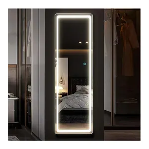 Espelho de maquiagem LED grande e moderno personalizado para sala de estar, espelho decorativo de corpo inteiro e longo, espelho espejo