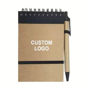 Carnet de notes personnalisé écologique à spirale, couverture en papier, petit carnet à spirale en kraft, bloc-notes avec stylo - Product Image 1