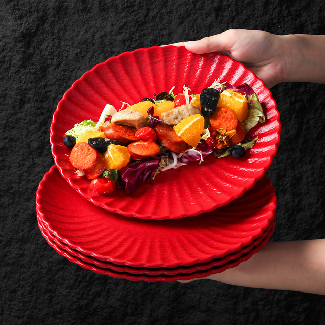 Unbreakable Melamine Serving Tableware Plate Commercial Hotel Restaurant Lace Edge Fruit Salad Creative Cool Food Porcelain-like