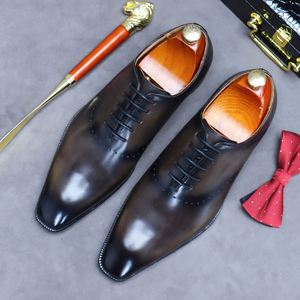 Chaussures Oxford pour hommes - Style gentleman rétro, doublure en cuir de vachette, à lacets, chaussures décontractées tendance en cuir pleine fleur britannique - Product Image 6
