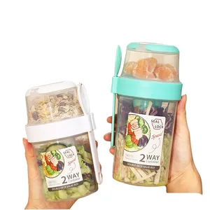 Atacadista Keep Fit Salad Meal Shaker Cup To Go Cereal Cup Copos portáteis de salada de frutas e legumes com molho Container & Fork
