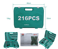 Jeu de clés à cliquet de 216 pièces, boîte à outils de réparation pour atelier automobile, kit d'outils professionnel, acier CR-V, garantie de 3 ans