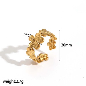Flower Jewelry <b>Set</b> Stainless Steel 18k Gold Plated <b>Bracelet</b> Ring Earrings Women's Fashion Accessories - Product Image 4