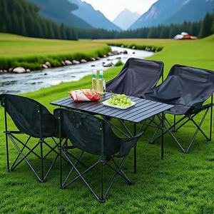 Juego de mesa y sillas plegables para exteriores, mesa para rollos de pollo, mesa para barbacoa y camping al aire libre, silla tipo luna, mesa y silla portátiles - Product Image 3