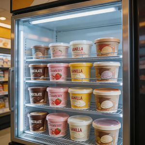 Conteneur d'emballage alimentaire jetable en papier pour crème glacée et desserts congelés, avec logo couleur personnalisé de haute qualité - Product Image 1