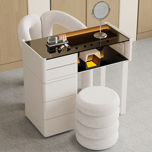 Juego de sillas de escritorio para decoración de uñas de alta calidad, encimera de cristal de 0,8 metros, madera maciza moderna para salones de belleza - Product Image 1