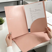 Carpeta de Presentación Personalizada de Lujo con Grabado en Relieve, Carpeta de Archivo A4 Rosa Mate para Uso en Inmobiliarias y Hoteles, Impresión OEM