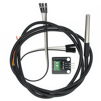 DS18B20 Modul Sensor Suhu Kit Tahan Air 100CM Kabel Sensor Digital Stainless Steel Probe Terminal Adapter UNTUK Arduino