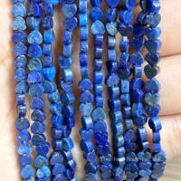 Perles en lapis-lazuli naturel en forme de cœur de 4 mm, perles en quartz rose, perles plates lisses, pierres précieuses en vrac pour la fabrication de bijoux DIY, bracelet, collier