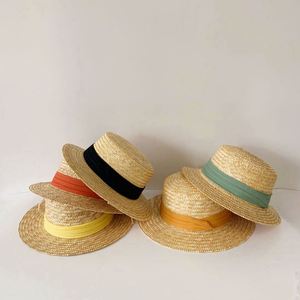 Customized School Wheat Boater <b>Hat</b> Women's <b>Straw</b> <b>Hat</b> - Product Image 3