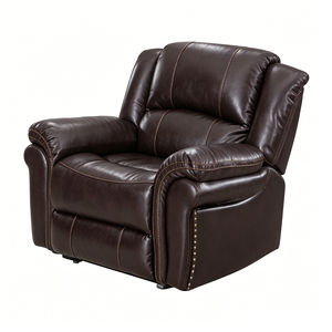 Conjunto de Sofás Reclinables de Cuero Sintético de Primera Calidad con Reposabrazos Acolchados y Patas de Madera Maciza para Muebles de Sala de Estar - Product Image 1