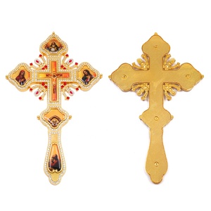 Cruz de Mano para Sacerdote, Chapada en Oro y Plata, con Caja de Regalo Azul, Decoración para <span class=keywords><strong>Altar</strong></span> de Ceremonia Religiosa Ortodoxa, ZDH-008 - Product Image 6