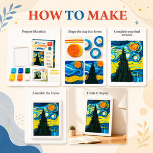 Kit de Peinture en Argile 3D Cadre Photo Ciel Étoilé Relief Artistique Non Toxique Style Van Gogh DIY Décoration Maison Cadeau OEM Vente en Gros - Product Image 5
