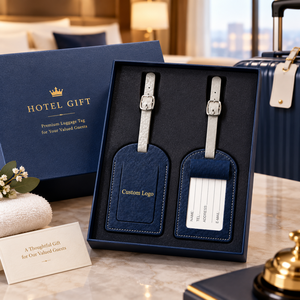 Étiquettes de bagages en cuir personnalisées avec logo, étiquettes de sac pour les commodités des clients d'hôtel, étiquette de bagage personnalisée, vente en gros, OEM, ODM, fournisseur en gros d'usine - Product Image 1
