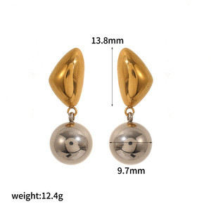 Heart <b>Shape</b> Stainless Steel Stud Earrings 18k Gold Silver Color <b>Block</b> Party Fashion Jewelry TE60254 G - Product Image 4