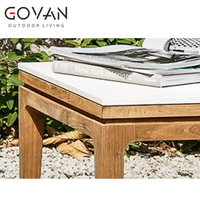 Table d'appoint moderne minimaliste en teck massif pour jardin et terrasse, mobilier d'extérieur durable pour boissons et décoration