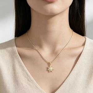 Collier pendentif tendance plaqué or 18 carats avec zircone cubique pour femme, breloques crème glacée, note de musique, colombe, vente en gros - Product Image 5