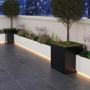 Plateaux de pots de fleurs modernes en métal Boîtes de <span class=keywords><strong>jardinière</strong></span> de <span class=keywords><strong>terrasse</strong></span> fonctionnelles avec lumière <span class=keywords><strong>pour</strong></span> décoration de jardin intérieur/extérieur - Product Image 1