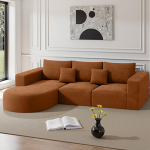 Sofá Seccional Modular Extensible y Convertible en Forma de L con Chaise Longue, Masaje, Moderno, para Apartamento, Cama, Asiento Profundo, Relleno de Esponja, Juego de Tela - Product Image 1