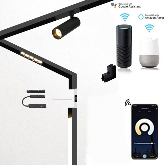 Modern Zigbee Home Smart 48v Surface Mounted Recessed Linear Track Rail  Magnet Led Track Light System