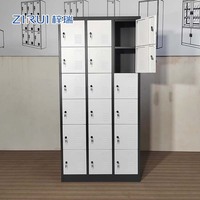 Casier métallique à 18 compartiments avec serrure à clé pour vêtements, idéal pour salle de sport, école, dortoir - Armoire de rangement en acier