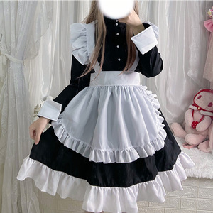 Black And White Gothic Lolita Maid Dress Apron Set Cosplay Costume Anime Role Play Outfit Spring 2025 - Product Image 2