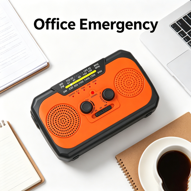 Hand Crank & Solar Powered Radio with USB Light and SOS Alarm Portable Outdoor Emergency Radio