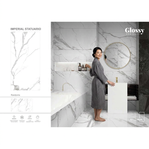กระเบื้องพอร์ซเลนลายหินอ่อนสีเงินรอยัล ขนาด 24x48 นิ้ว คอลเลคชั่นเคลือบเงาพรีเมียม สำหรับโรงแรมและตกแต่งภายในสุดหรู - Product Image 4
