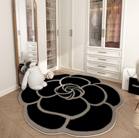 Tapis de Chambre Moderne en Forme de Camélia Antidérapant, Tapis de Sol Floral pour Salon, Dressing, Direct Usine, Côté de Lit